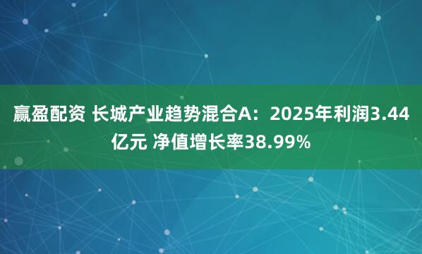 赢盈配资 长城产业趋势混合A:2025年利润3.44亿元 净值增长率38.99%